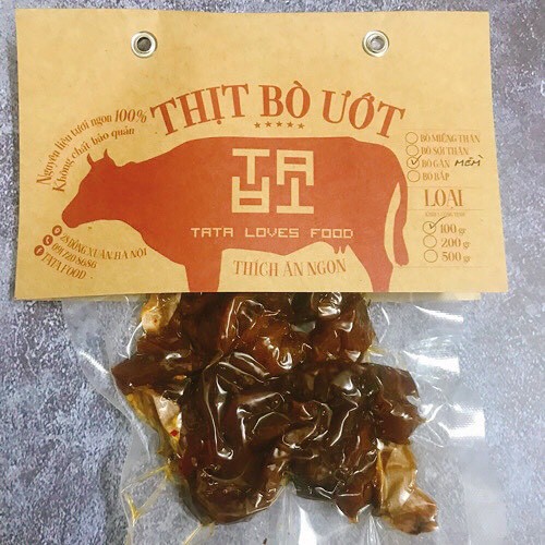 THỊT BÒ KHÔ ƯỚT TỎI - BÒ GÂN ƯỚT TỎI - TATA FOOD - GÓI 100g | BigBuy360 - bigbuy360.vn