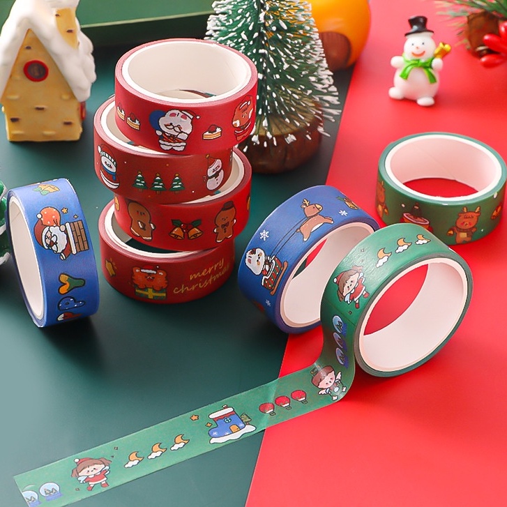 WASHI TAPE CUTE CHỦ ĐỀ NOEL, CHRISTMAS HÌNH BÁNH QUY, NGƯỜI TUYẾT, TUẦN LỘC