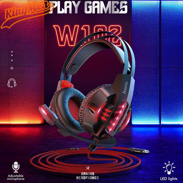 Tai nghe chơi game có dây HOCO W102 Touring có micrô đa hướng / 3,5 mm cho mic / Đèn led 5 mầu