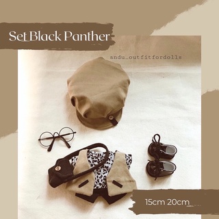 "Có Sẵn"Set Black Panther đồ cho Labubu17cm/ Doll 15-20cm