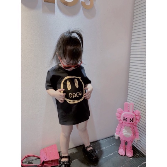 Áo phông mặt cười Drew viền cho bé  chất liệu cotton ,áo phông bé trai , bé gái cotton unisex , TP KIDS MSP 1245