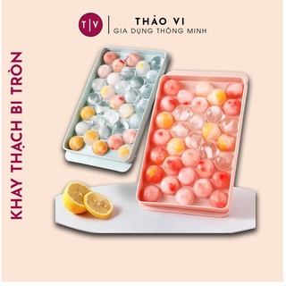 Khuôn Thạch Bi Nhựa Tròn Làm Rau Câu Hoa Quả Trái Cây, Khay Đá Viên Tròn 33 Viên