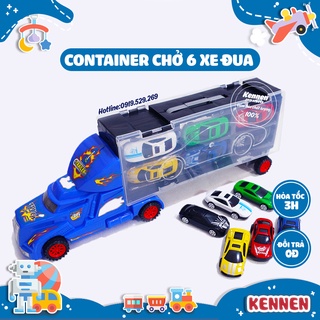 Đồ chơi container chở siêu xe hợp kim