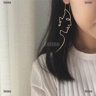 (Eetmo) Gold Filled Face Drop Dangle Wire Ear Stud Earrings Girls Outline Long Earrings