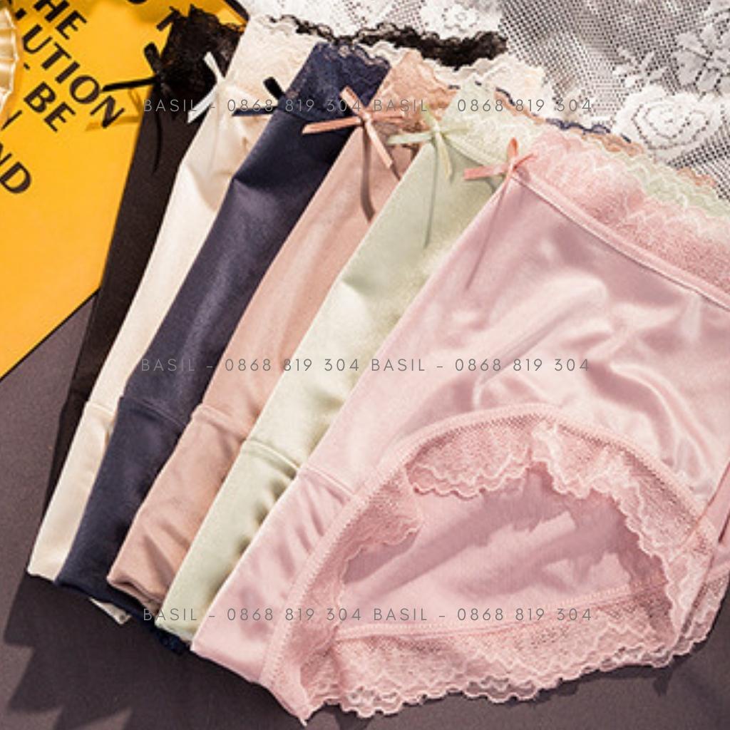 Quần lót nữ S15 thun lạnh phối ren set 6 quần siêu mềm cao cấp BASIL