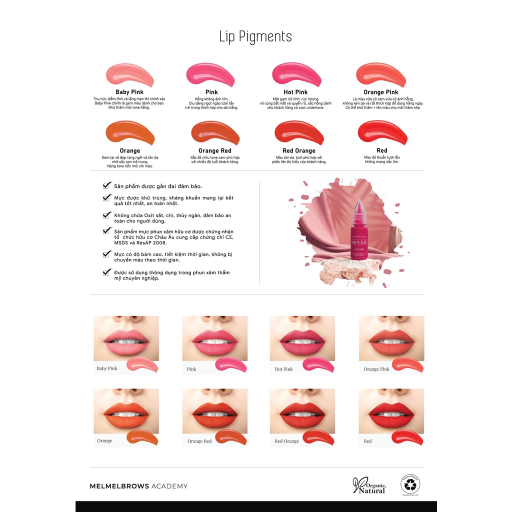 [CHÍNH HÃNG] Mực môi Mase mini size 3,3ml, fullsize 10ml