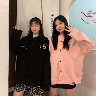 Mẫu mới -  Áo Khoác Cúc Cài Cadigan Regods Club Đen Hồng Nỉ Ngoại