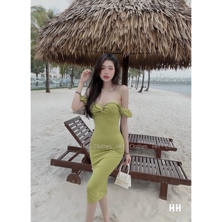 ĐẦM BODY TAY PHỒNG XOẮN NGỰC DÁNG DÀI