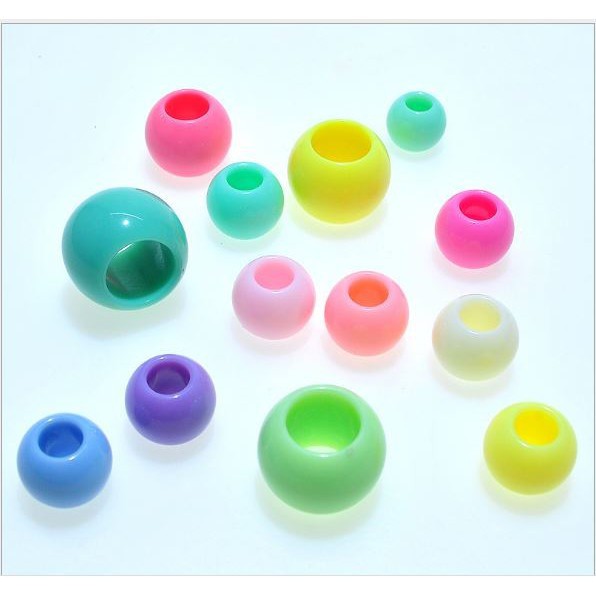 (P117-10) 10-50gam hạt nhựa lỗ lớn màu pastel đủ size10-20mm