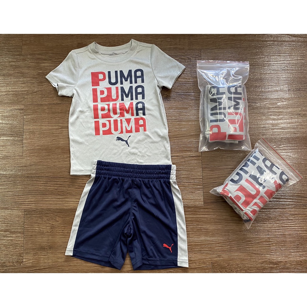 BỘ NGẮN CÓ TAY VÀ SÁT NÁCH THỂ THAO PUMA CHO BÉ TRAI 7-24KG