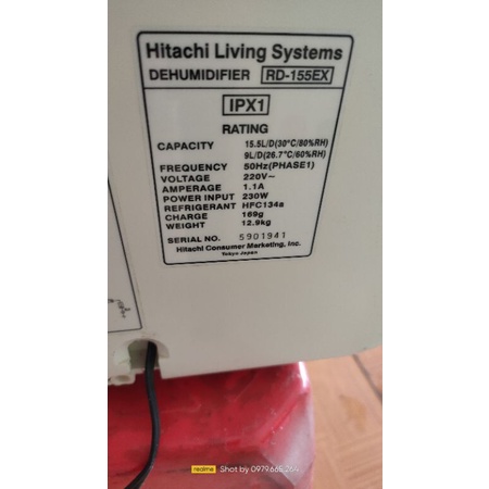 Hút ẩm Hitachi 16l 220v Made Japan