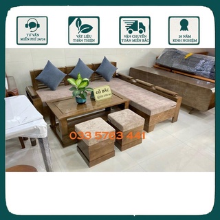 Ảnh thật bộ sofa gỗ sồi nga góc L 2mx1m8 sofa gia rẻ sofa da sofa đẹp bàn ghế sofa ghế sofa gỗ