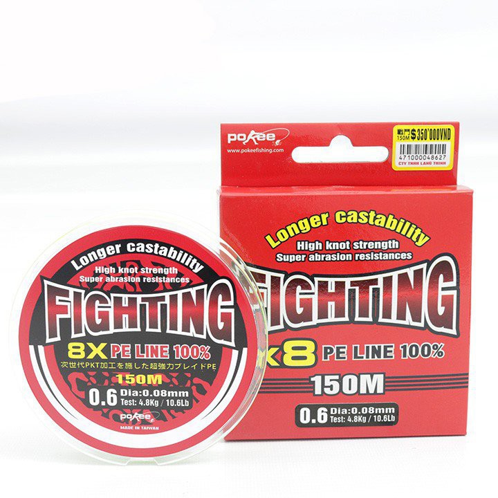 Dây Dù Câu Cá PE Pokee Fighting X8 150m, Công Nghệ Đài Loan, Dây Câu Chìm Câu Lục, Câu Lure Cá Lóc, Siêu Xịn Mịn