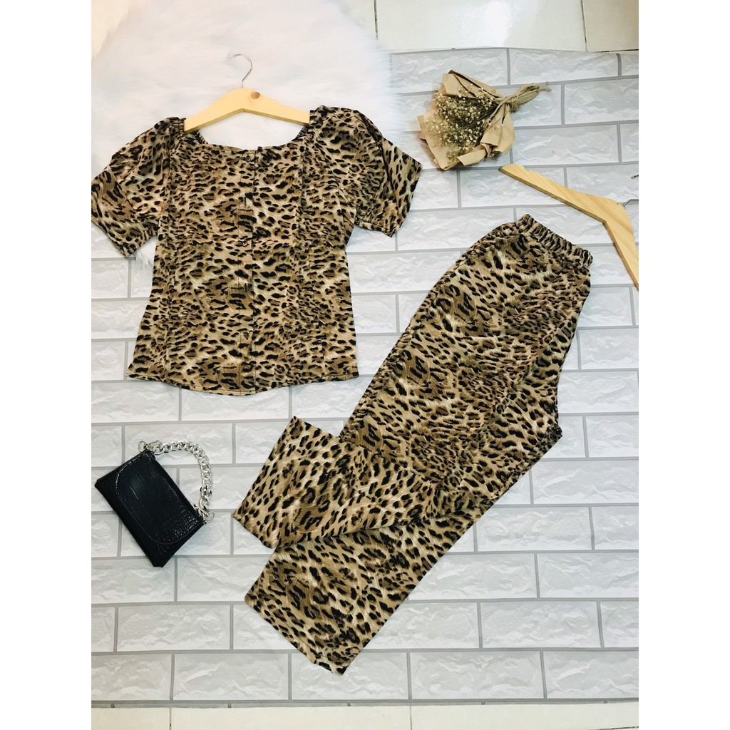 Set bộ đồ kiểu nữ họa tiết da beo mặc đi chơi, dạo phố vải lụa mango mát mịn, siêu êm DB002 | BigBuy360 - bigbuy360.vn