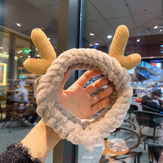 Băng đô turban sừng tuần lộc 3D vải bông mềm mại cute cho nữ