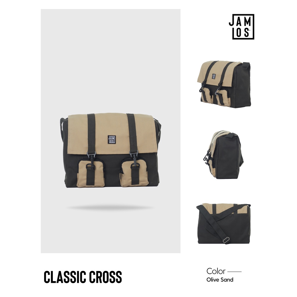 Jamlos Classic Cross - Túi đeo chéo thời trang nhiều ngăn đi học đi làm vải canvas vừa laptop 13inch A4