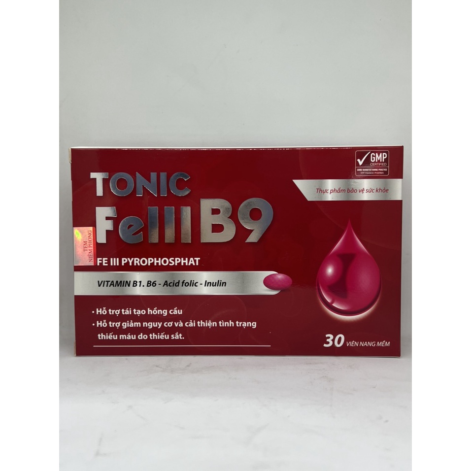 Viên Uống Tonic Felll B9 Bổ Sung Sắt, Acid Folic Cho Cơ Thể, Hỗ Trợ Tái Tạo Hồng Cầu