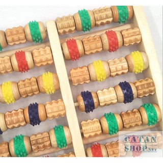 Dụng cụ massage chân bằng Gỗ cao cấp, Cây lăn mát xa chân 6 thanh Gỗ siêu tiện dụng-GD437-Massage-ChanGo