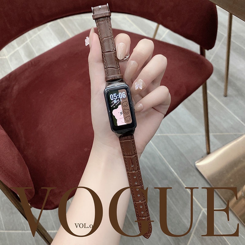 Dây Đeo Thay Thế Bằng Da Phù Hợp Cho Đồng Hồ Thể Thao Huawei Band 7 / 6 Honor Band 6