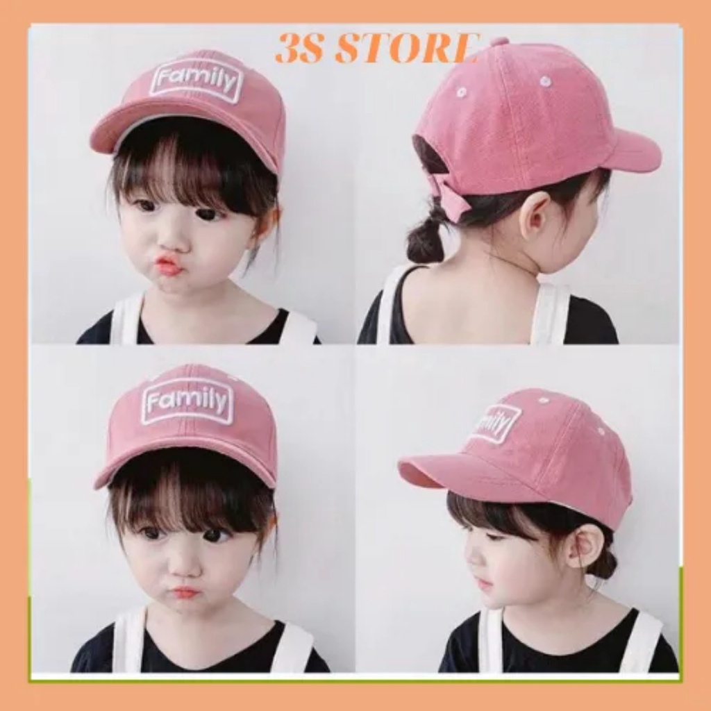 Mũ cho bé gái bé trai mũ lưỡi trai cho bé từ 1 tuổi đến 6 tuổi nón kết thêu chữ Family mã M04