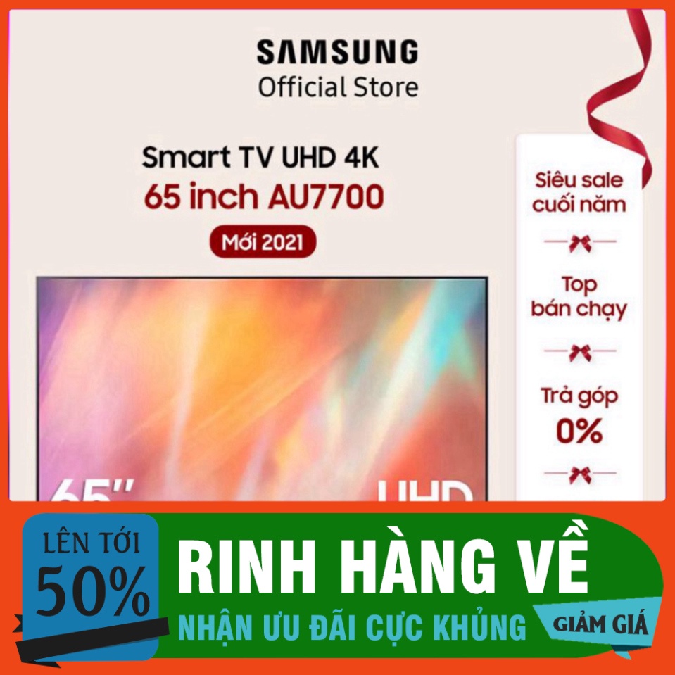 Smart Tivi Samsung Crystal UHD 4K 65 inch UA65AU7700KXXV - Miễn phí lắp đặt