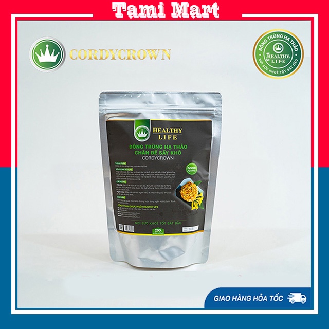 Đông Trùng Hạ Thảo Chân Đế Khô, Túi 200g, hút chân không, - Tami Mart