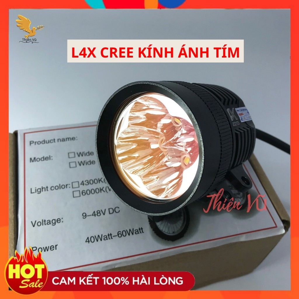 Đèn Trợ Sáng L4X CREE KÍNH ÁNH TÍM Siêu Sáng.BH 1 Năm_Trợ Sáng Thiên Vũ