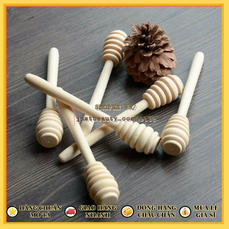 QUE LẤY MẬT ONG/ CÂY KHUẤY MẬT ONG 15cm bằng gỗ thông dùng cho chai lọ hũ đựng mật ong