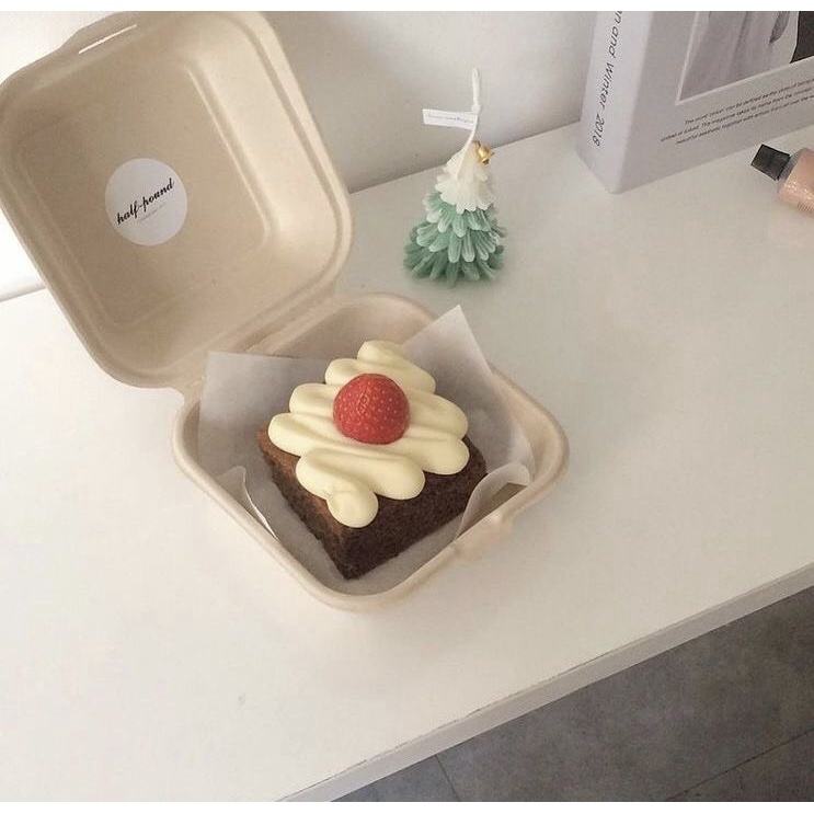 Hộp bã mía hình vuông dành làm quà tặng kèm sticker và thiệp style Hàn Quốc kèm dịch vụ gói quà | Oube Candle NT35