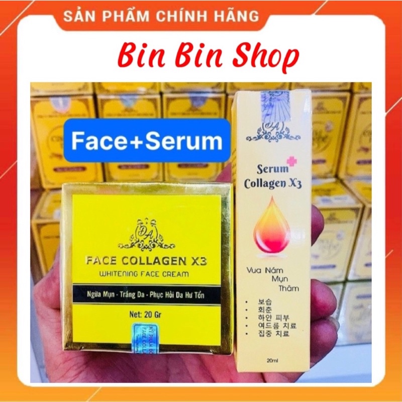 Combo Kem Face Collagen X3 Luxury + Serum Colagen X3 công ty Mỹ phẩm Đông Anh Chính Hãng