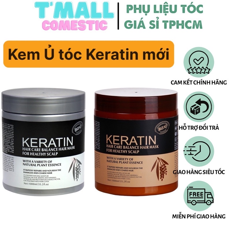 Kem ủ tóc KERATIN COLLAGEN 1000ML BRAZIL NUT - Ủ hấp tóc cân bằng KERATIN tự nhiên, hương thơm nước hoa