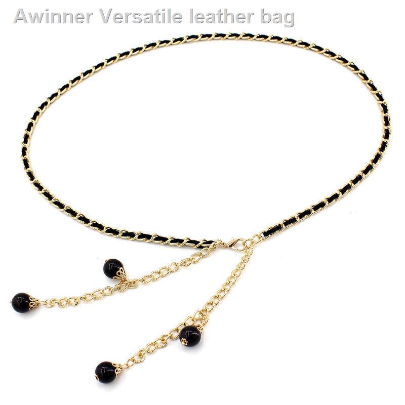 Dây đai thắt lưng dạng dây xích tua rua đính hạt ngọc trai phong cách đơn giản dành cho nữ mặc váy