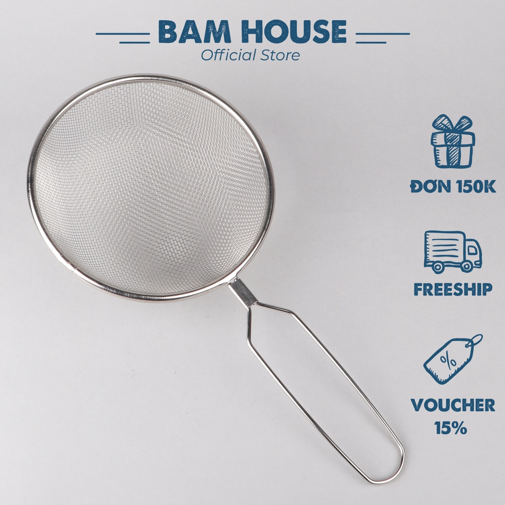 Ray lọc cháo và thức ăn inox Bam House đường kính 15cm cao cấp RIN04