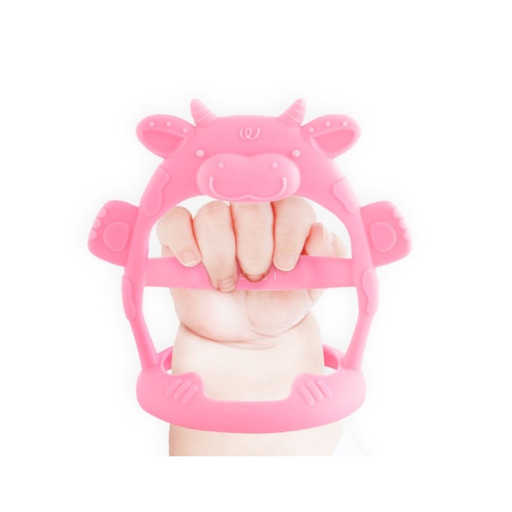 Gặm nướu sillicone hình chú bò Hãng Baby&I Hàn Quốc kèm hộp đựng vệ sinh