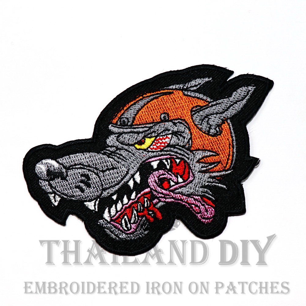 Iron-On Patch Wolf Head Racer Xe Máy Rider WOP DIY Thêu Áo Khoác Mát