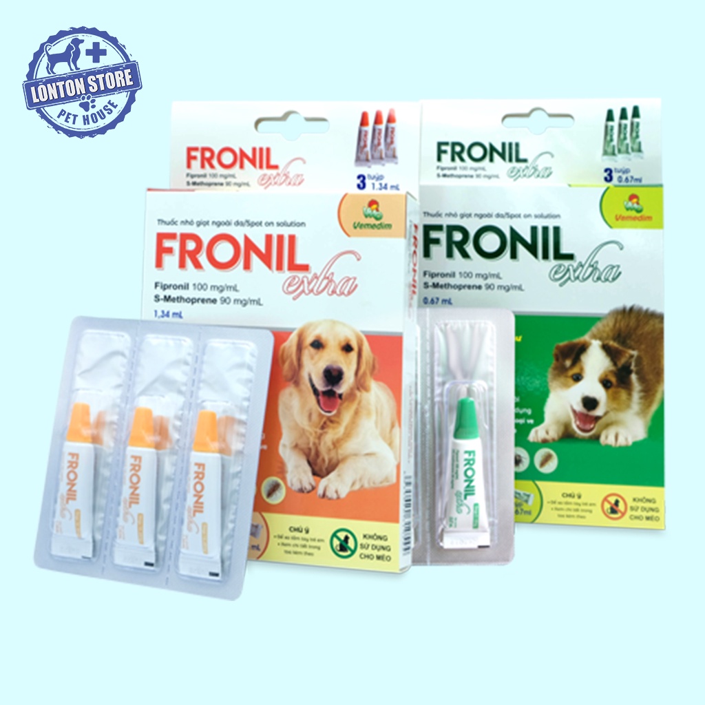 VEMEDIM Fronil Extra - Diệt Ve, Rận, Bọ Chét Cho Chó Mèo (Hộp 3 Tuýp) - Lonton Store