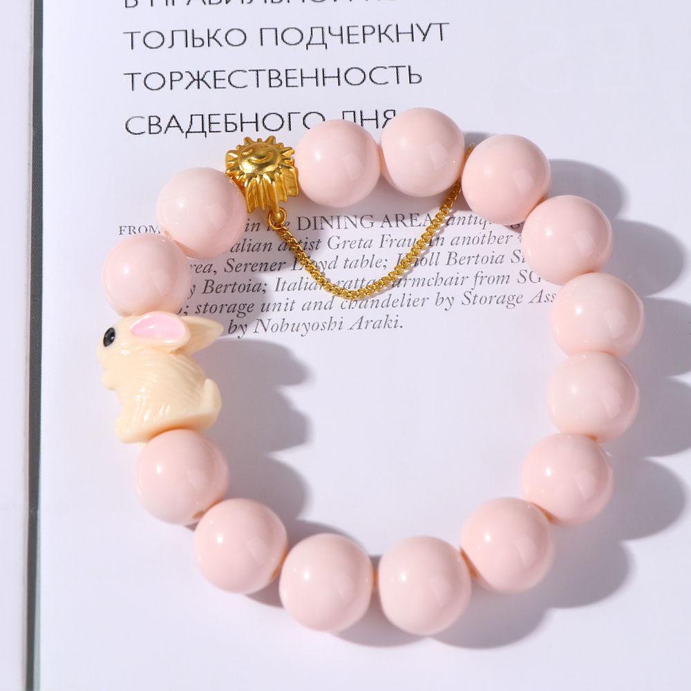 Vòng Đeo Tay Hạt Thủy Tinh Hình Dấu Chân Thỏ Dễ Thương Dành Cho Nữ