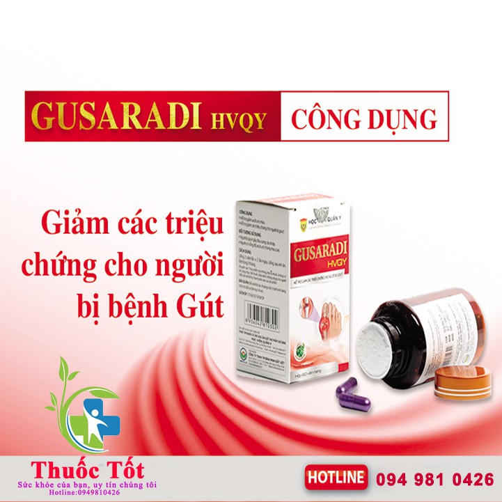 [Chính Hãng] Viên nang Gusaradi hvqy 60 Viên - Hỗ trợ giảm các triệu chứng cho người bị Gout (gút)