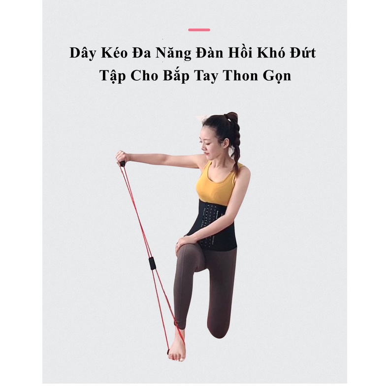 Dây kéo đàn hồi tập thể lực, gym tập tay, lưng đa năng vòng số 8 cho tay thon gon