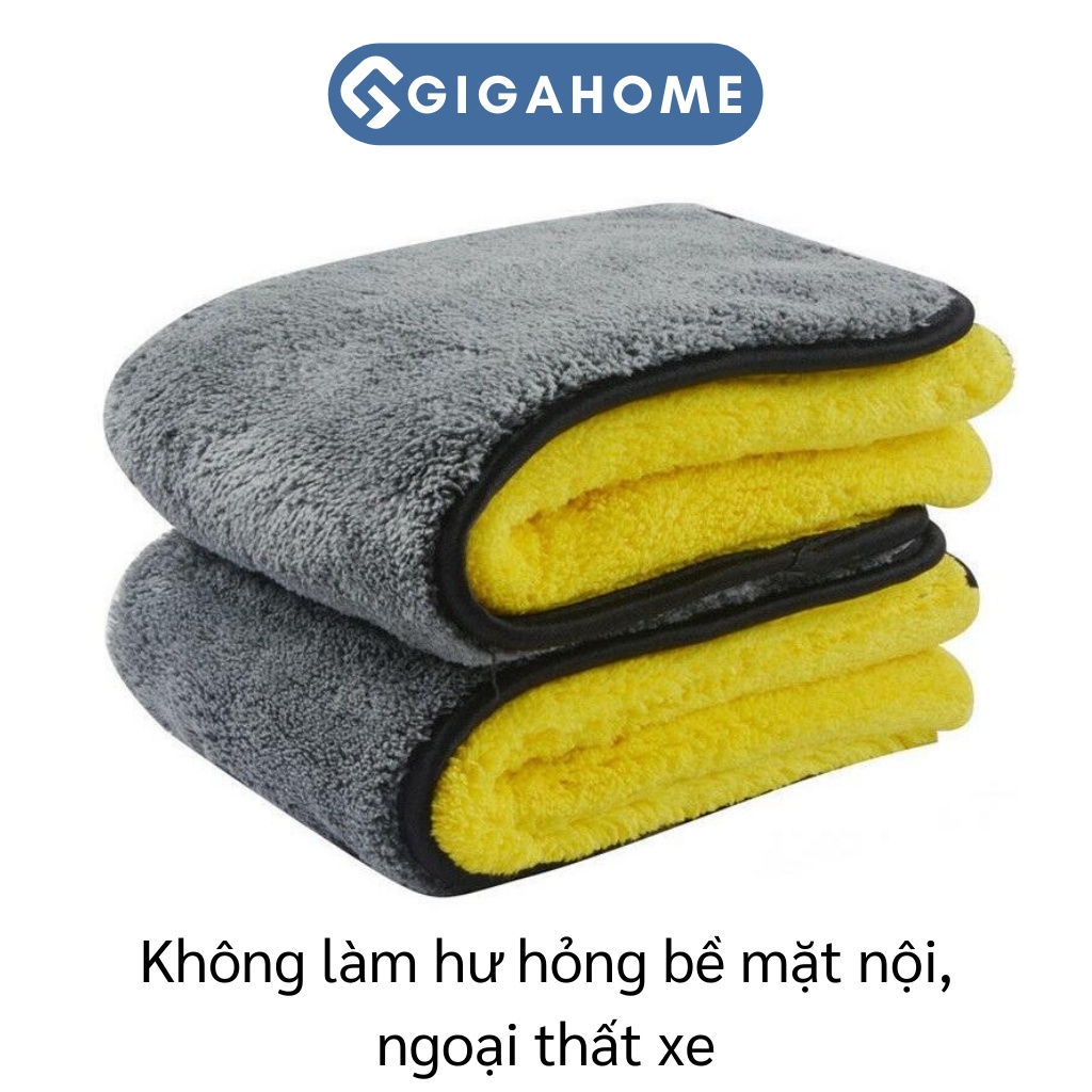 Khăn Lau Ô Tô, Lau Bếp GGISHOME Màu Vàng 2 Lớp Cao Cấp, Siêu Thấm Hút 38x45cm 7686