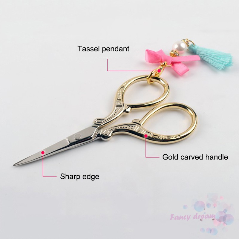 Kéo nhỏ tròn chạm khắc phong cách cổ điển dùng làm móng