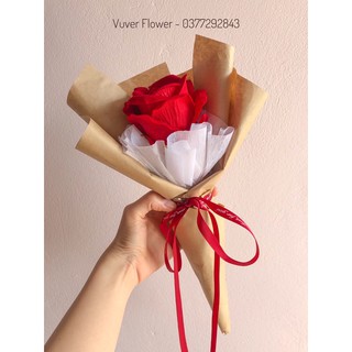 Bó hoa ốc quế 1 bông luạ cao cấp (Mẫu mới) - Tặng thiệp