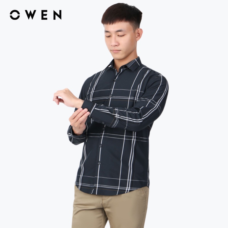 Áo sơ mi dài tay Nam Owen Bamboo Slim Fit Xanh - AS220146D