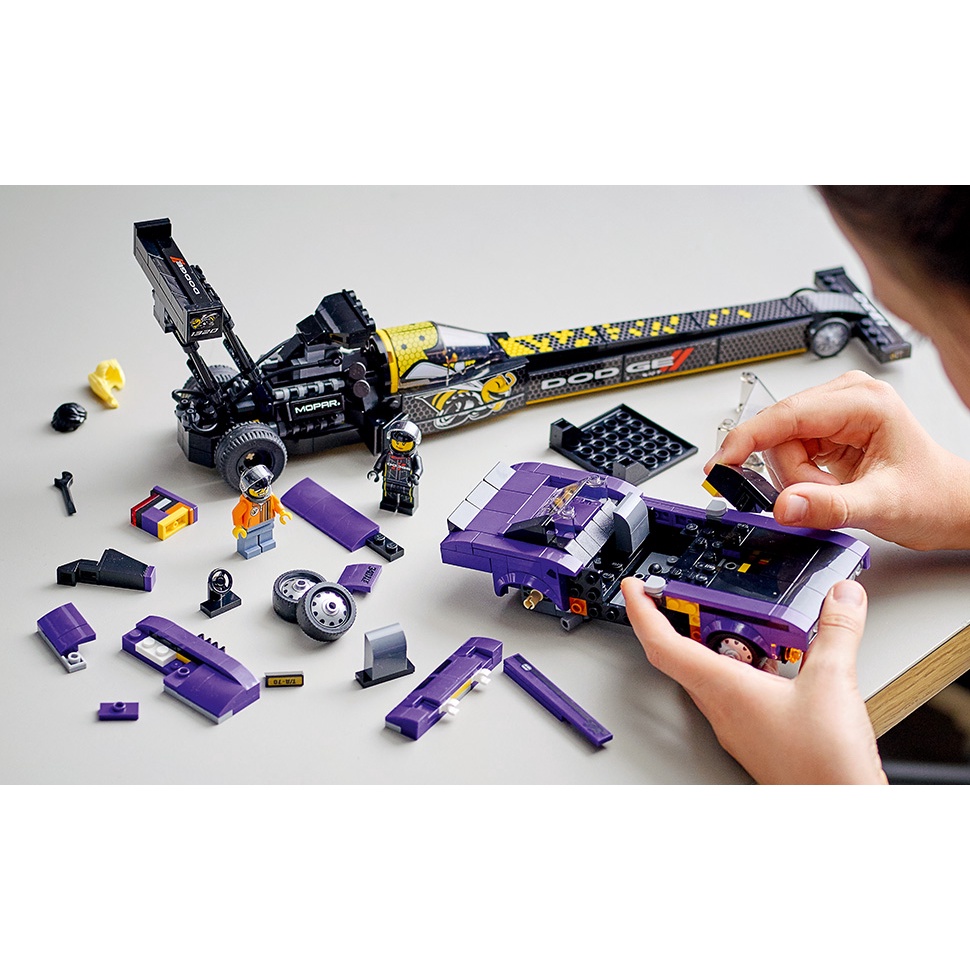 Lego 76904 Speed Champions Mopar Dodge//SRT Top Fuel Dragster and 1970 Dodge Challenger T/A
