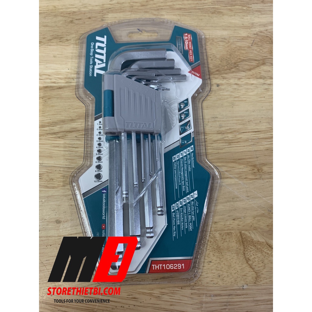 THT106291 Bộ lục giác đầu bằng đuôi bi 9 chi tiết Total 1.5-10mm