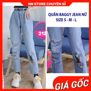QUẦN BAGGY JEAN IN CHUỘT BJT212 ⚡ẢNH THẬT⚡ QUẦN BAGGY 9 TẤC ⚡ BAGGY JEAN NỮ