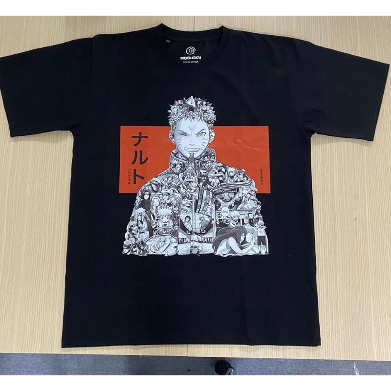 Áo thun nam nữ Naruto trắng đen