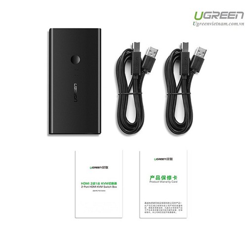 Bộ chuyển đổi 2 máy tính dùng 1 màn hình HDMI - Auto 2 USB KVM Switch chính hãng Ugreen 50744