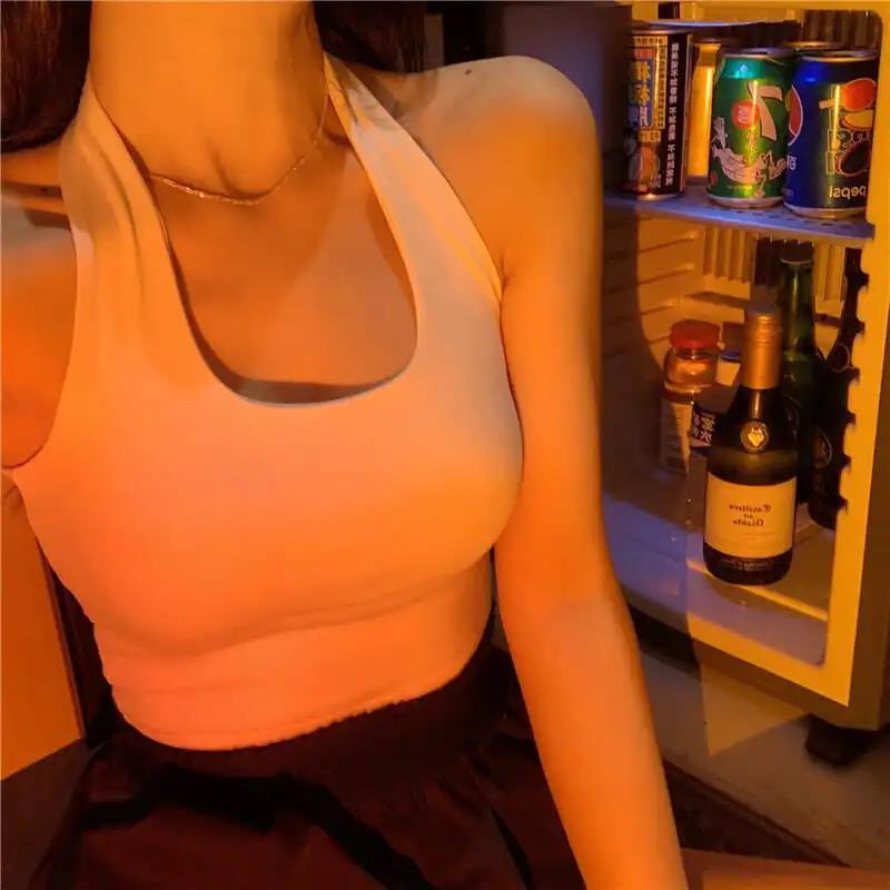 COZOK Áo sát nách màu trơn kiểu Hàn Quốc gợi cảm