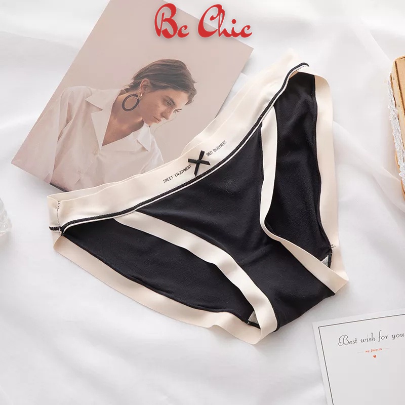 Quần Lót Nữ , Quần Lót Nữ Cotton viền chun đính nơ nhỏ thoáng mát ôm dáng MÃ quần S05 BC_CHIC LINGERIE